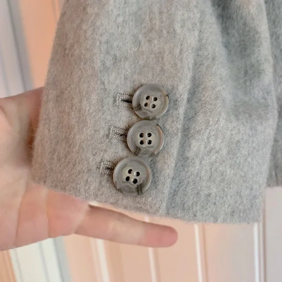 Talbots Gray Cashmere Wool blend Italian woven Blazer coat Sz 6P - Picture 5 of 5